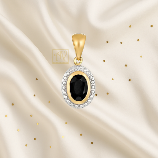 Soleil Black Sapphire & Diamond Pendant 9kt Yellow Gold