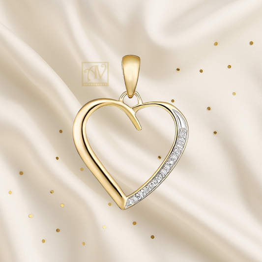 Hino Heart Diamond Pendant 9kt Yellow Gold