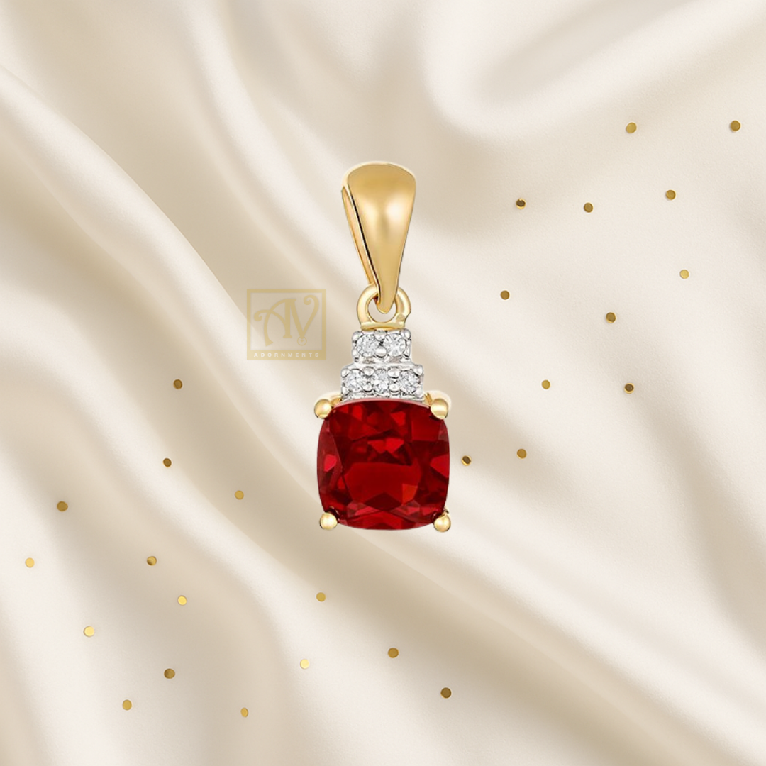 Daystar Garnet & Diamond Pendant 9kt Yellow Gold