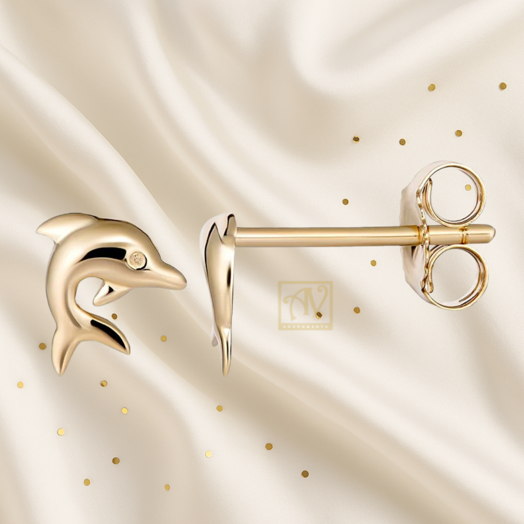 Tiny Tails Dolphin Stud Earring 9kt Yellow Gold