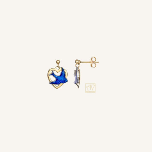 Tiny Tails Bluebird Heart Drop Earring