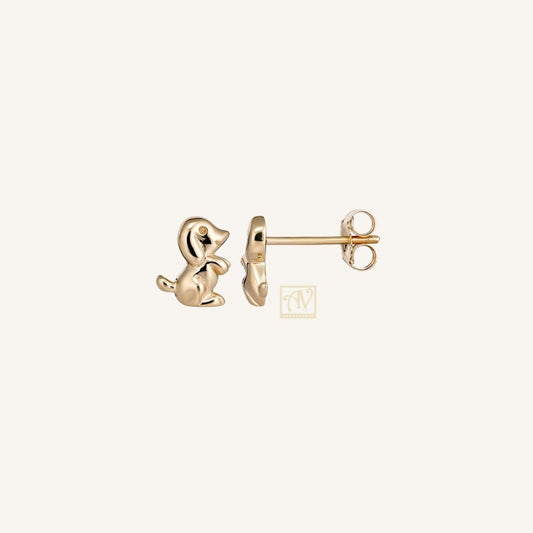 Tiny Tails Dog Stud Earring 9kt Yellow Gold