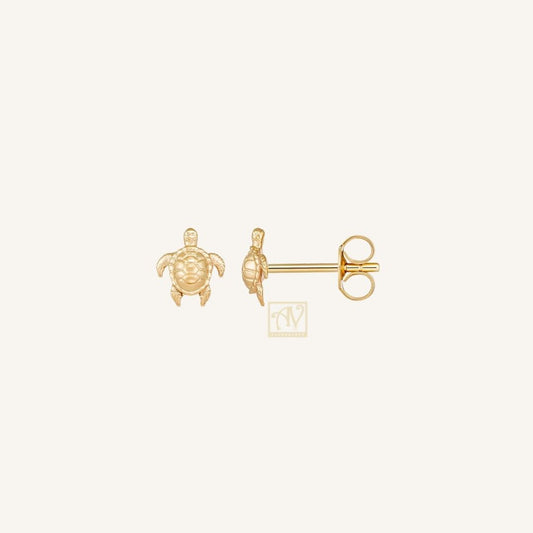 Tiny Tails Turtle Stud Earring 9kt Yellow Gold