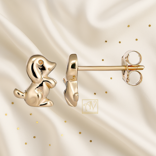 Tiny Tails Dog Stud Earring 9kt Yellow Gold