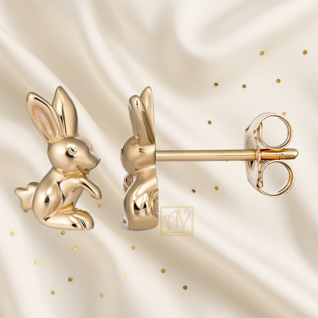 Tiny Tails Rabbit Stud Earring 9kt Yellow Gold