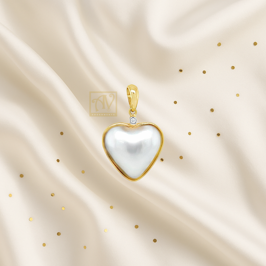 Pearl and diamond Grace Pendant in 9kt Yellow Gold