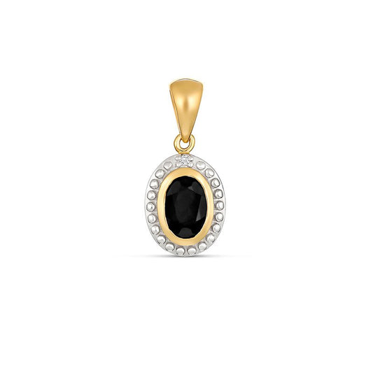 Soleil Black Sapphire & Diamond Pendant 9kt Yellow Gold