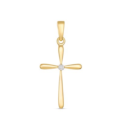Honey-Toned Diamond Cross Pendant 9kt Yellow Gold