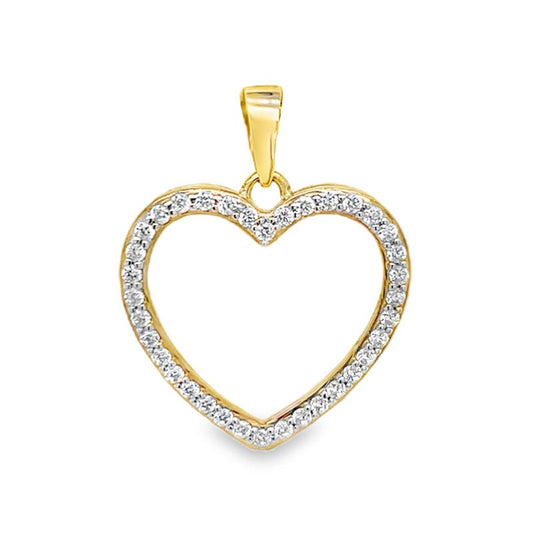 Surya CZ Heart Pendant 9kt Yellow Gold