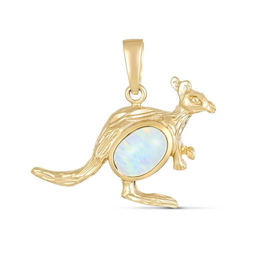 Roo Kangaroo Oval 7x5mm Solid Opal Bezel Set Pendant