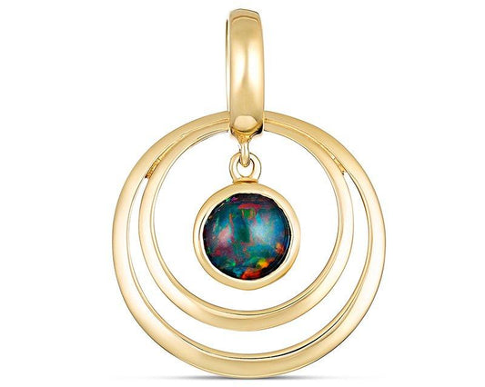 Sol Round Triplet Opal Double Circle Pendant