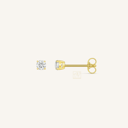 Aurelia White Topaz Stud Earrings in Solid 9 kt Yellow Gold
