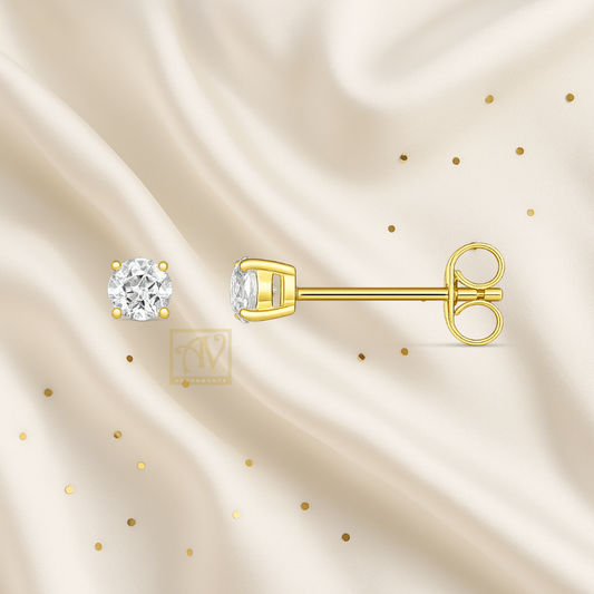 Aurelia White Topaz Stud Earrings in 9KT Yellow Gold